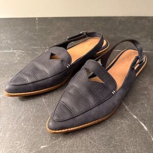 Womens Sperry Seaport Slingback Flat Size 11 Navy Blue Leather